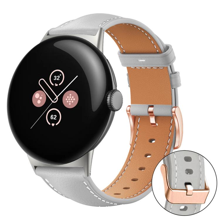 xDfind Rose Gold Buckle Black Shark Fine Grain Vegan Leather Watch Band, For Google Pixel Watch 4 / 3 / 2 / 1 41mm