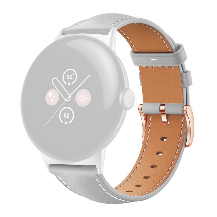 xDfind Rose Gold Buckle Black Shark Fine Grain Vegan Leather Watch Band, For Google Pixel Watch 4 / 3 / 2 / 1 41mm