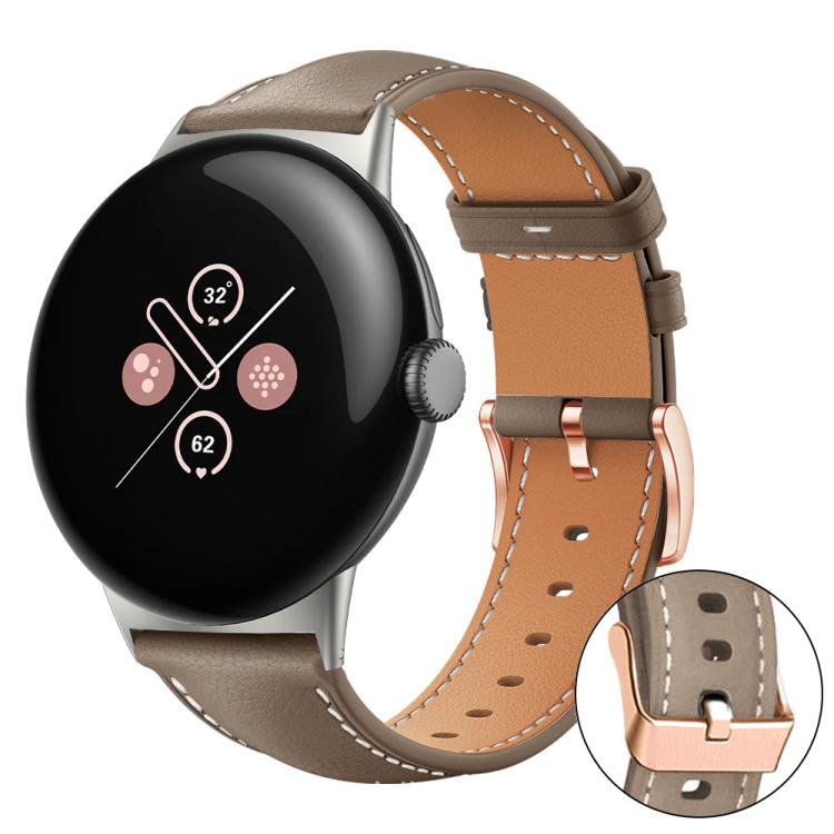 xDfind Rose Gold Buckle Black Shark Fine Grain Vegan Leather Watch Band, For Google Pixel Watch 4 / 3 / 2 / 1 41mm