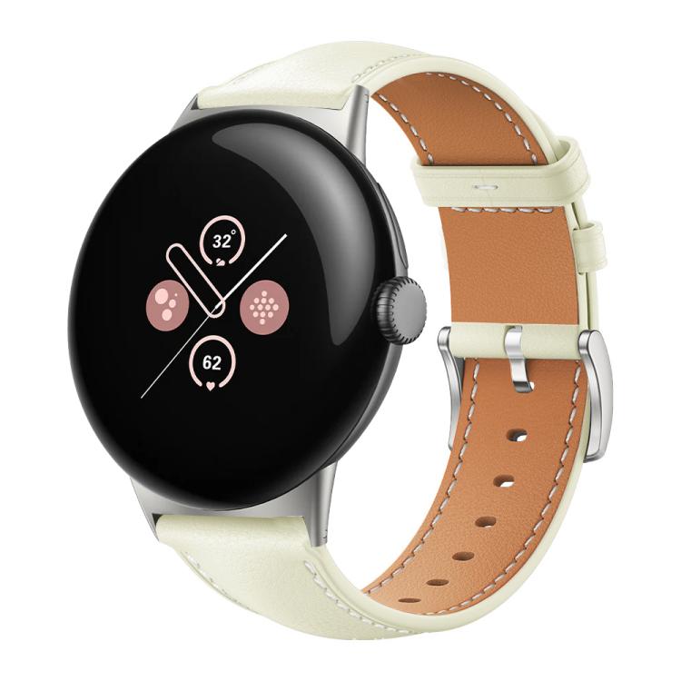 xDfind Flat Head Black Shark Fine Grain Leather Watch Band, For Google Pixel Watch 4 / 3 / 2 / 1 41mm