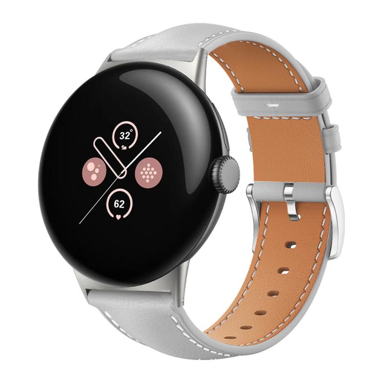 xDfind Flat Head Black Shark Fine Grain Leather Watch Band, For Google Pixel Watch 4 / 3 45mm