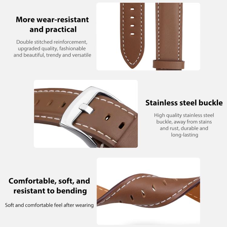 xDfind Flat Head Black Shark Fine Grain Leather Watch Band, For Google Pixel Watch 5 / 4 / 3 / 2 / 1 41mm