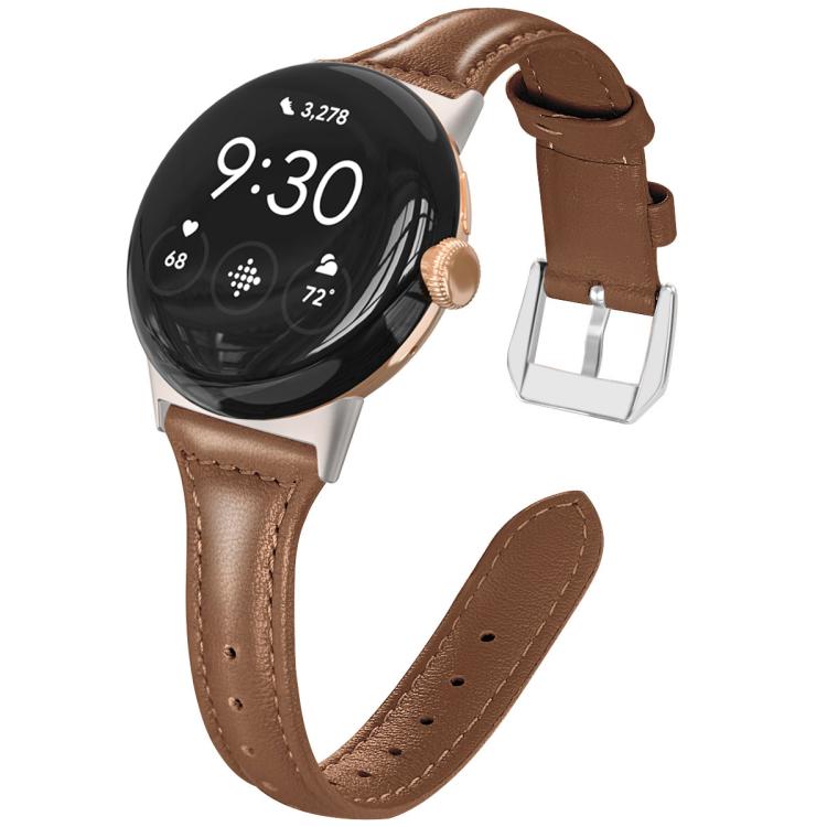 xDfind Slim Genuine Leather Watch Band, For Google Pixel Watch 4 / 3 45mm
