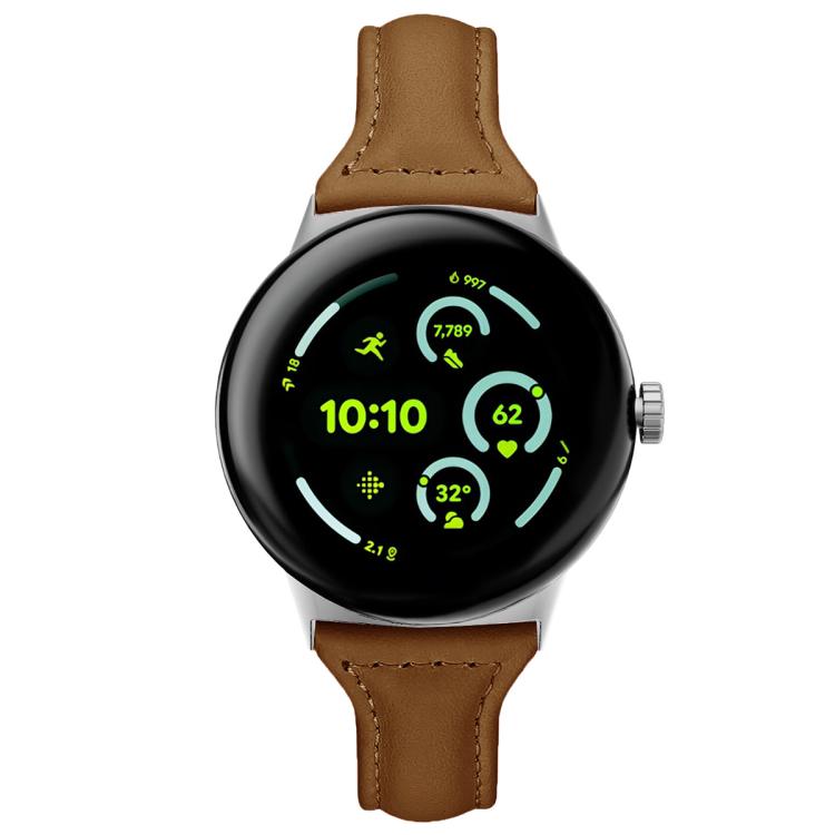xDfind Slim Genuine Leather Watch Band, For Google Pixel Watch 5 / 4 / 3 45mm