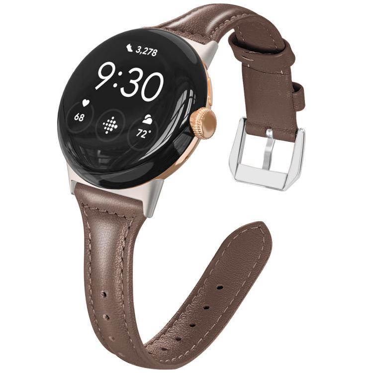 xDfind Slim Genuine Leather Watch Band, For Google Pixel Watch 4 / 3 45mm