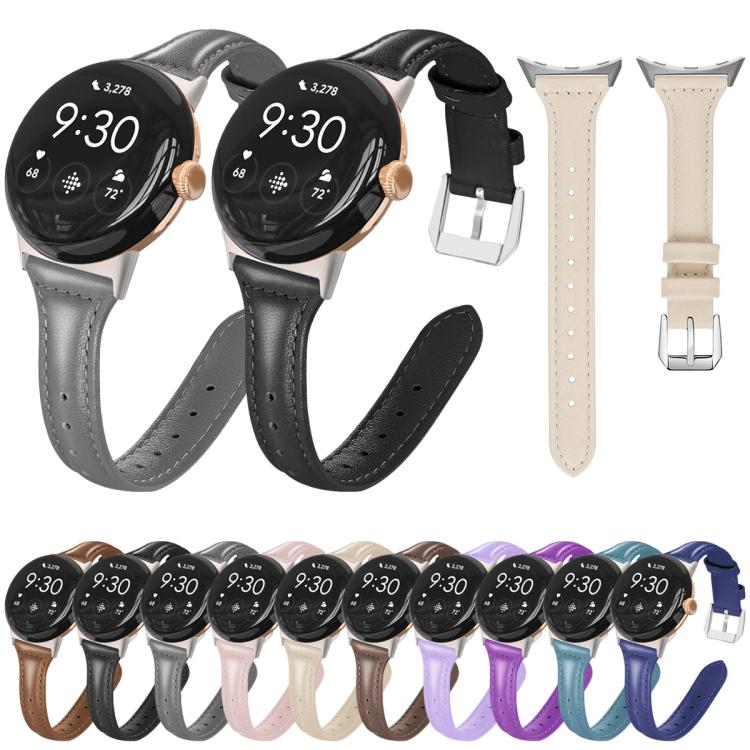 xDfind Slim Genuine Leather Watch Band, For Google Pixel Watch 5 / 4 / 3 45mm