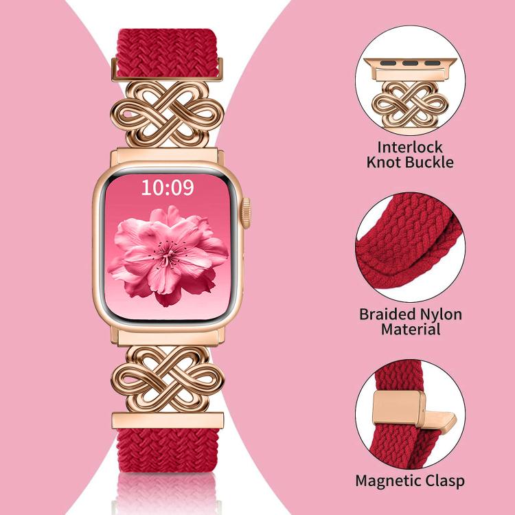 xDfind Chinese Knot Nylon Rainbow Braided Magnetic Buckle Watch Band, For Apple Watch 42 / 44 / 45 / 46 / 49mm