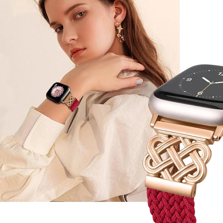 xDfind Chinese Knot Nylon Rainbow Braided Magnetic Buckle Watch Band, For Apple Watch 42 / 44 / 45 / 46 / 49mm
