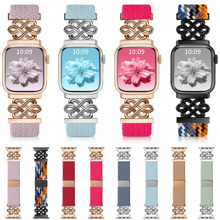 xDfind Chinese Knot Nylon Rainbow Braided Magnetic Buckle Watch Band, For Apple Watch 42 / 44 / 45 / 46 / 49mm