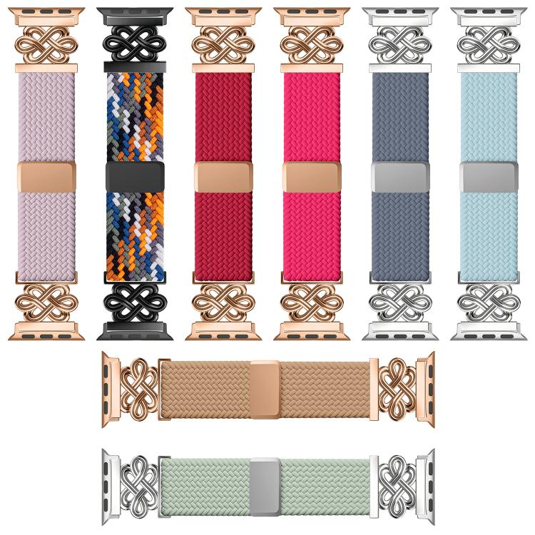 xDfind Chinese Knot Nylon Rainbow Braided Magnetic Buckle Watch Band, For Apple Watch 42 / 44 / 45 / 46 / 49mm