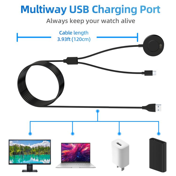 xDfind 2 in 1 USB to Type-C Integrated Watch Charging Base, Length: 1.2m, Charging Base