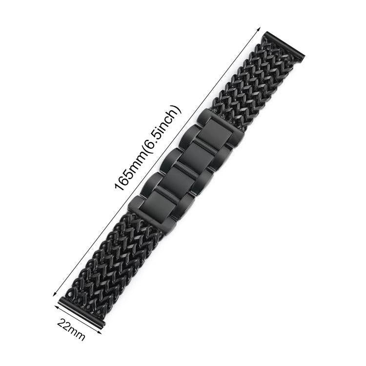 xDfind Flat Head Herringbone Braided Stainless Steel Watch Band, 22mm