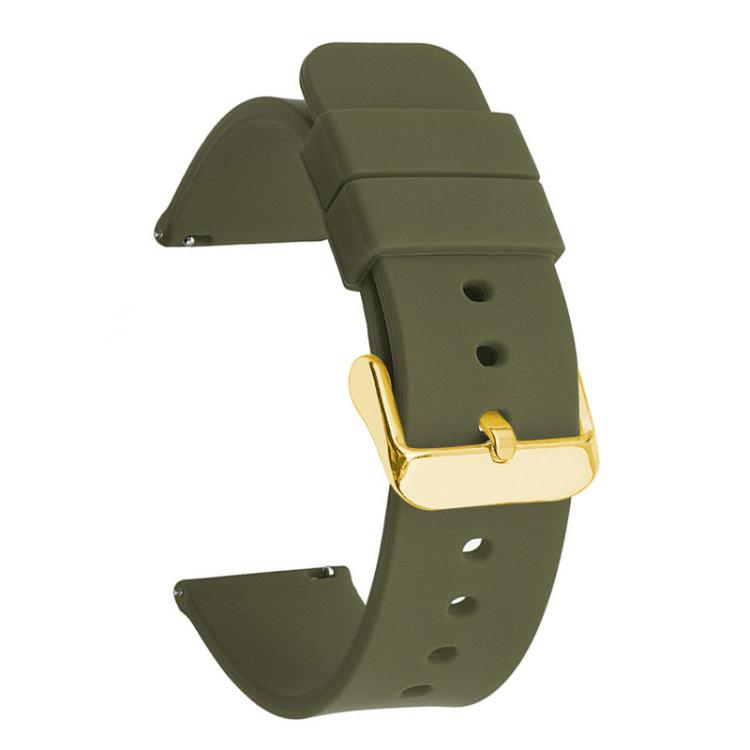 xDfind Stainless Steel Gold Pin Buckle Solid Color Silicone Waterproof Watch Band, 14mm