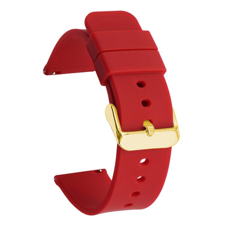 xDfind Stainless Steel Gold Pin Buckle Solid Color Silicone Waterproof Watch Band, 18mm
