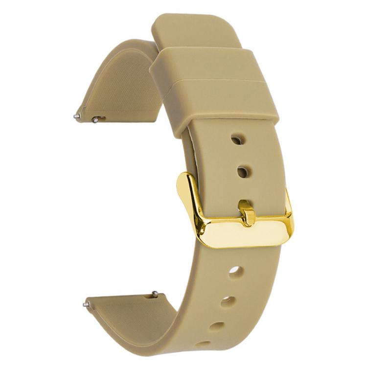 xDfind Stainless Steel Gold Pin Buckle Solid Color Silicone Waterproof Watch Band, 21mm