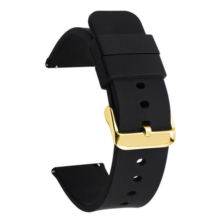 xDfind Stainless Steel Gold Pin Buckle Solid Color Silicone Waterproof Watch Band, 24mm