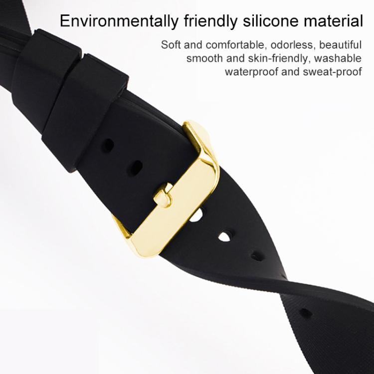 xDfind Stainless Steel Gold Pin Buckle Solid Color Silicone Waterproof Watch Band, 24mm
