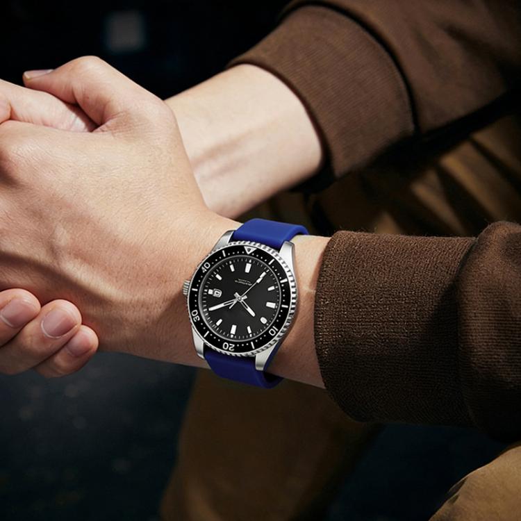 xDfind Stainless Steel Gold Pin Buckle Solid Color Silicone Waterproof Watch Band, 20mm