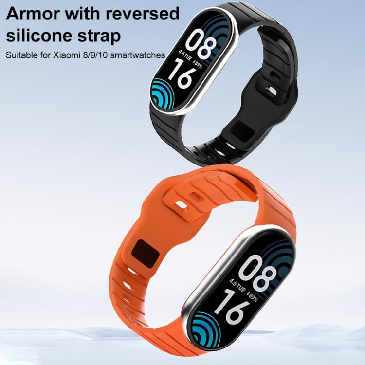 xDfind Armor-Style Reverse Buckle Silicone Watch Band, For Xiaomi Smart Band 10 / 9 / 8