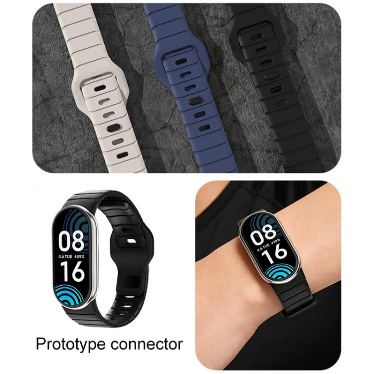 xDfind Armor-Style Reverse Buckle Silicone Watch Band, For Xiaomi Smart Band 10 / 9 / 8