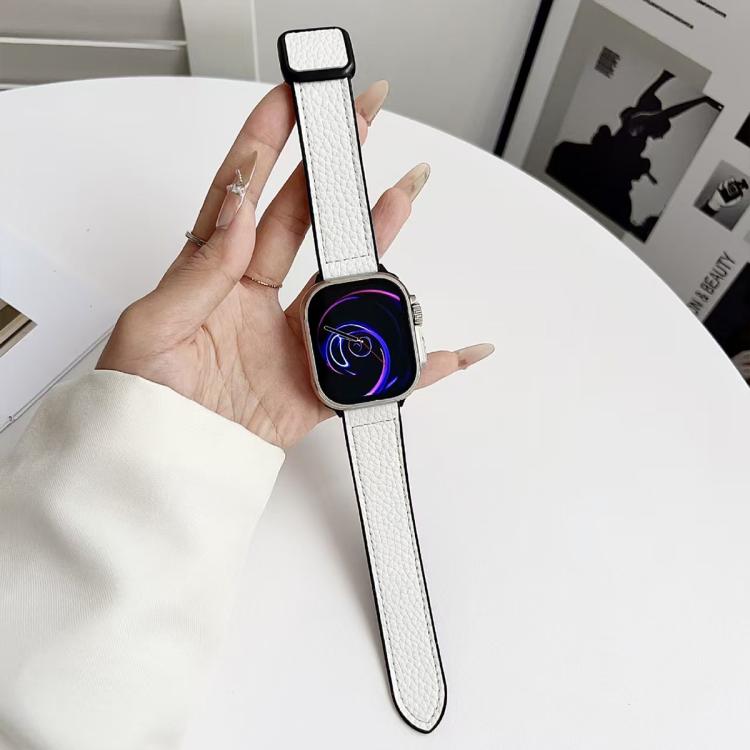 xDfind Litchi Texture Vegan Leather Magnetic Buckle Watch Band, For Apple Watch 38 / 40 / 41 / S11 42mm