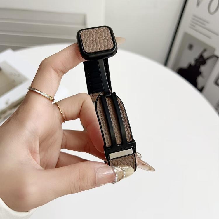 xDfind Litchi Texture Vegan Leather Magnetic Buckle Watch Band, For Apple Watch 42 / 44 / 45 / 46 / 49mm
