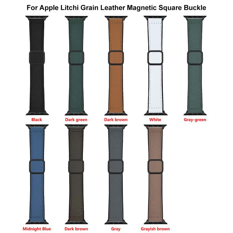 xDfind Litchi Texture Vegan Leather Magnetic Buckle Watch Band, For Apple Watch 42 / 44 / 45 / 46 / 49mm