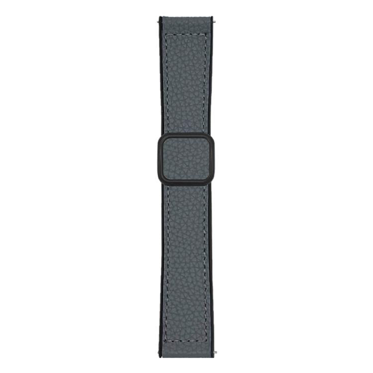xDfind Flat-head Litchi Texture Vegan Leather Magnetic Buckle Watch Band, 18mm