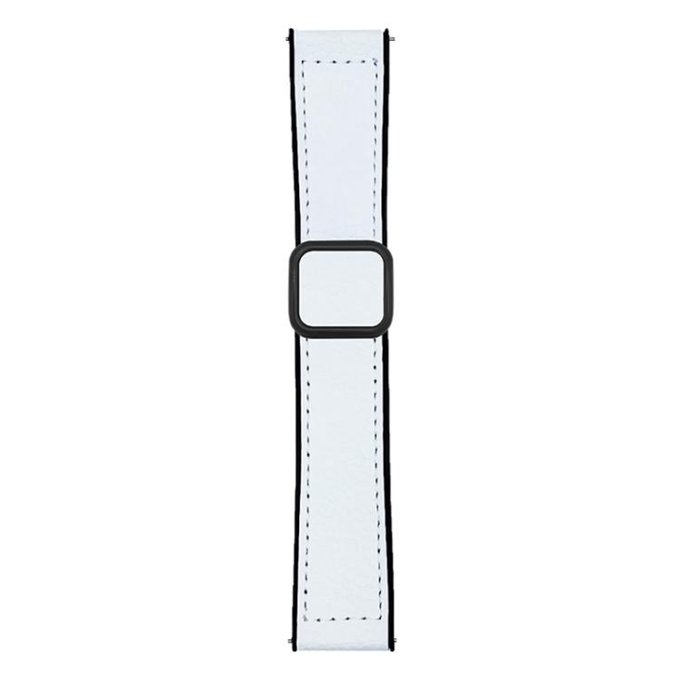 xDfind Flat-head Litchi Texture Vegan Leather Magnetic Buckle Watch Band, 22mm