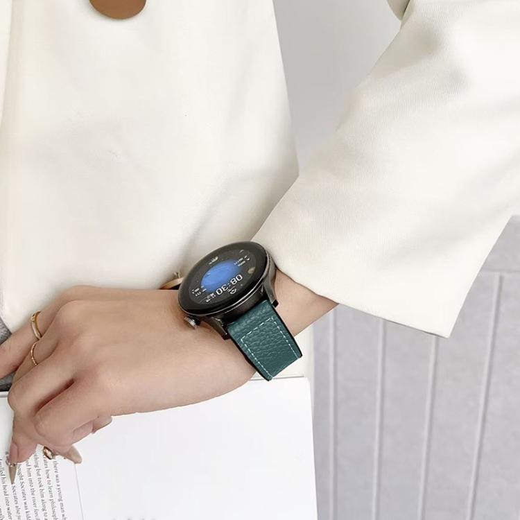 xDfind Flat-head Litchi Texture Vegan Leather Magnetic Buckle Watch Band, 18mm