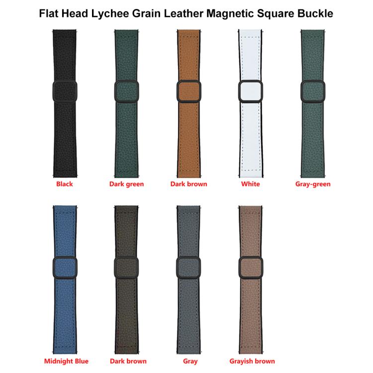 xDfind Flat-head Litchi Texture Vegan Leather Magnetic Buckle Watch Band, 22mm