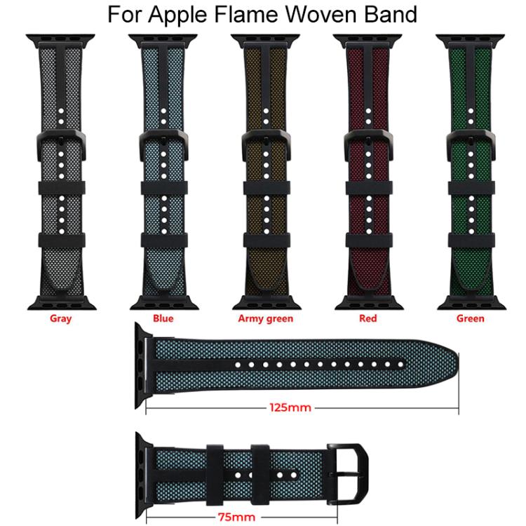 xDfind Flame Hybrid Nylon Braid Silicone Watch Band, For Apple Watch 42 / 44 / 45 / 46 / 49mm