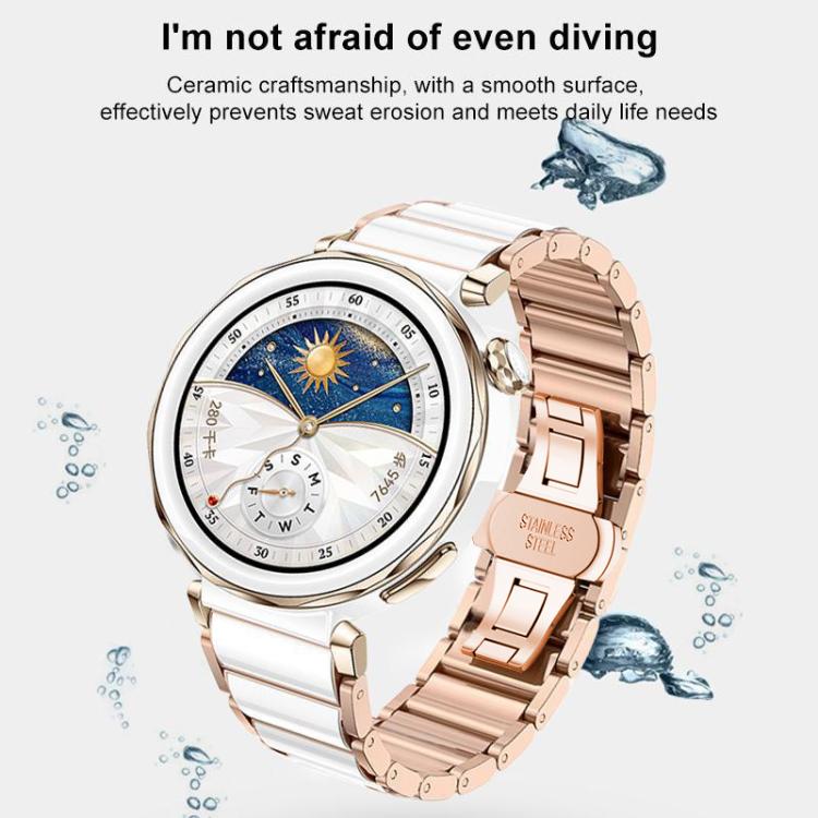 xDfind Rose Gold Buckle Ceramic Stainless Steel Watch Band, For Huawei Watch GT 6 41mm / GT 5 Pro 42mm