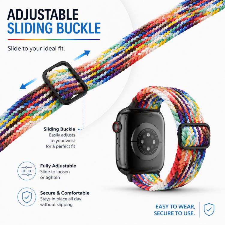 5 Pack xDfind Sliding Buckle Nylon Braided Watch Band, For Apple Watch 42 / 44 / 45 / 46 / 49mm, For Apple Watch 38 / 40 / 41 / S11 42mm