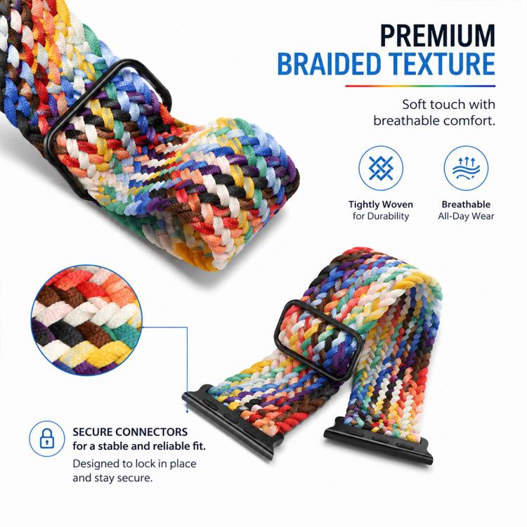 5 Pack xDfind Sliding Buckle Nylon Braided Watch Band, For Apple Watch 42 / 44 / 45 / 46 / 49mm, For Apple Watch 38 / 40 / 41 / S11 42mm