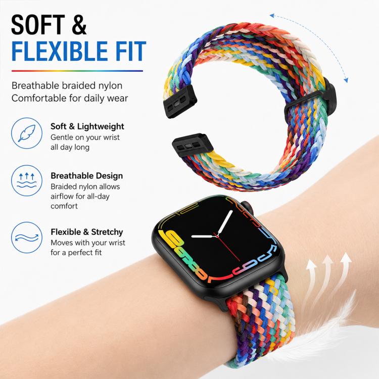5 Pack xDfind Sliding Buckle Nylon Braided Watch Band, For Apple Watch 42 / 44 / 45 / 46 / 49mm, For Apple Watch 38 / 40 / 41 / S11 42mm