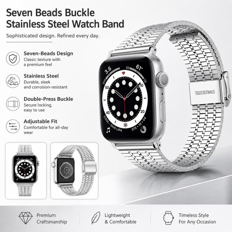 5 Pack xDfind Seven Beads Buckle Stainless Steel Watch Band, For Apple Watch 42 / 44 / 45 / 46 / 49mm, For Apple Watch 38 / 40 / 41 / S11 42mm
