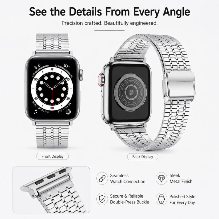 5 Pack xDfind Seven Beads Buckle Stainless Steel Watch Band, For Apple Watch 42 / 44 / 45 / 46 / 49mm, For Apple Watch 38 / 40 / 41 / S11 42mm
