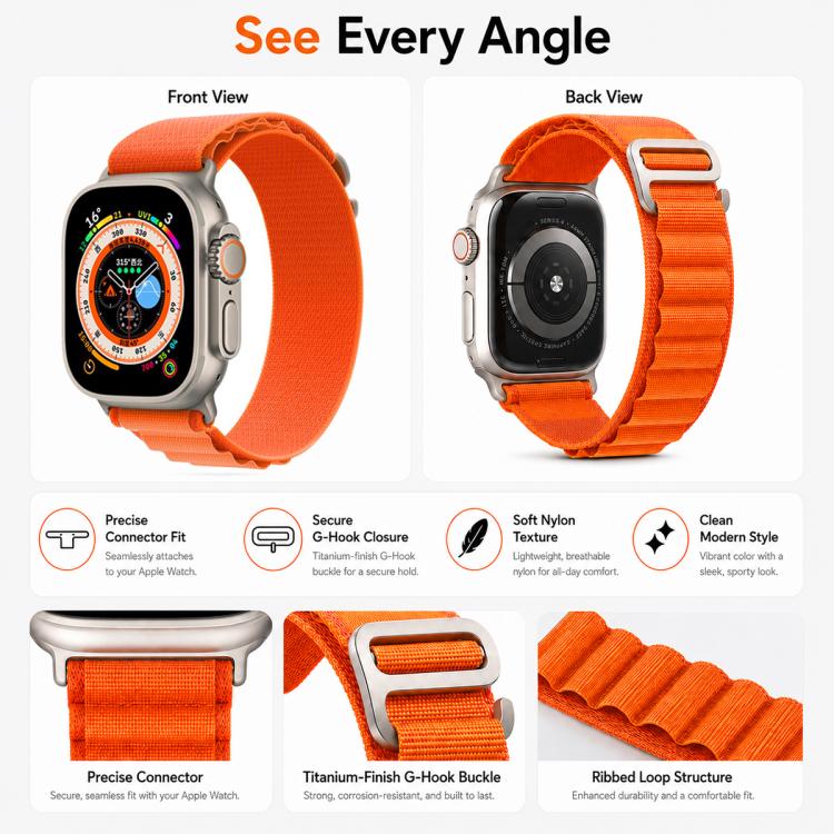 5 Pack xDfind Aline Nylon Loop Watch Band, For Apple Watch 42 / 44 / 45 / 46 / 49mm, For Apple Watch 38 / 40 / 41 / S11 42mm