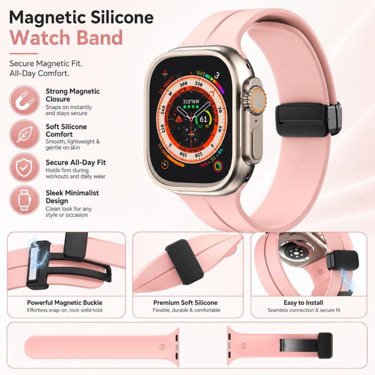 5 Pack xDfind Solid Color Magnetic Buckle Silicone Watch Band, For Apple Watch 42 / 44 / 45 / 46 / 49mm, For Apple Watch 38 / 40 / 41 / S11 42mm