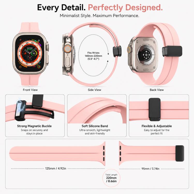 5 Pack xDfind Solid Color Magnetic Buckle Silicone Watch Band, For Apple Watch 42 / 44 / 45 / 46 / 49mm, For Apple Watch 38 / 40 / 41 / S11 42mm