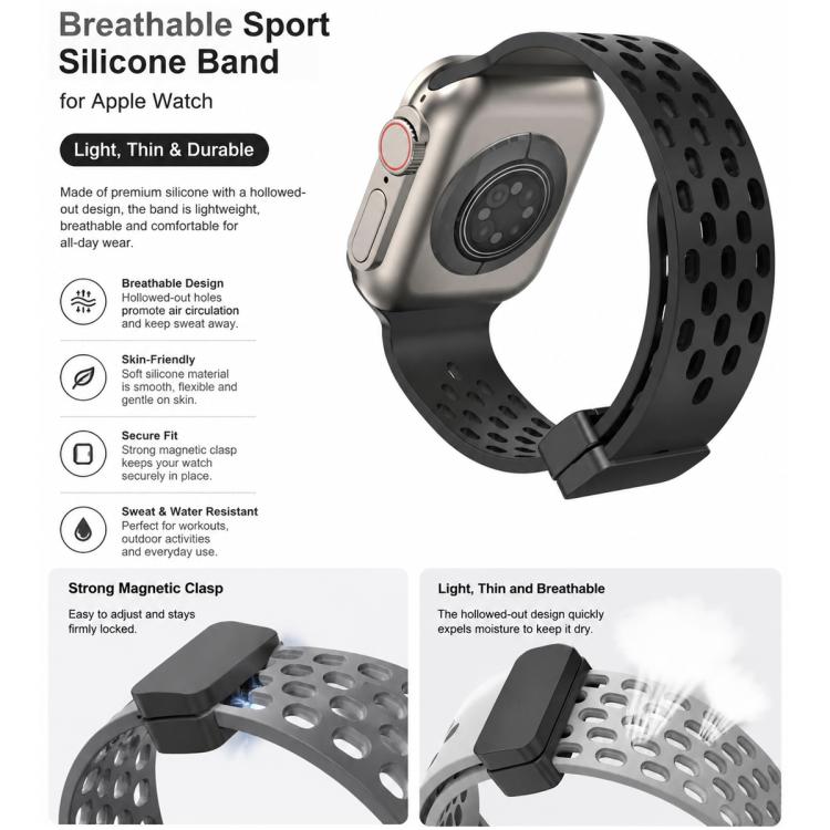 5 Pack xDfind Magnetic Clasp Silicone Watch Band, For Apple Watch 42 / 44 / 45 / 46 / 49mm, For Apple Watch 38 / 40 / 41 / S11 42mm