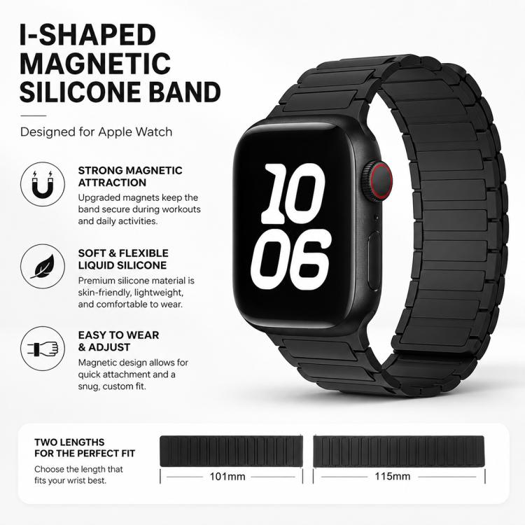 5 Pack xDfind I-shaped Magnetic Silicone Watch Band, For Apple Watch 42 / 44 / 45 / 46 / 49mm, For Apple Watch 38 / 40 / 41 / S11 42mm