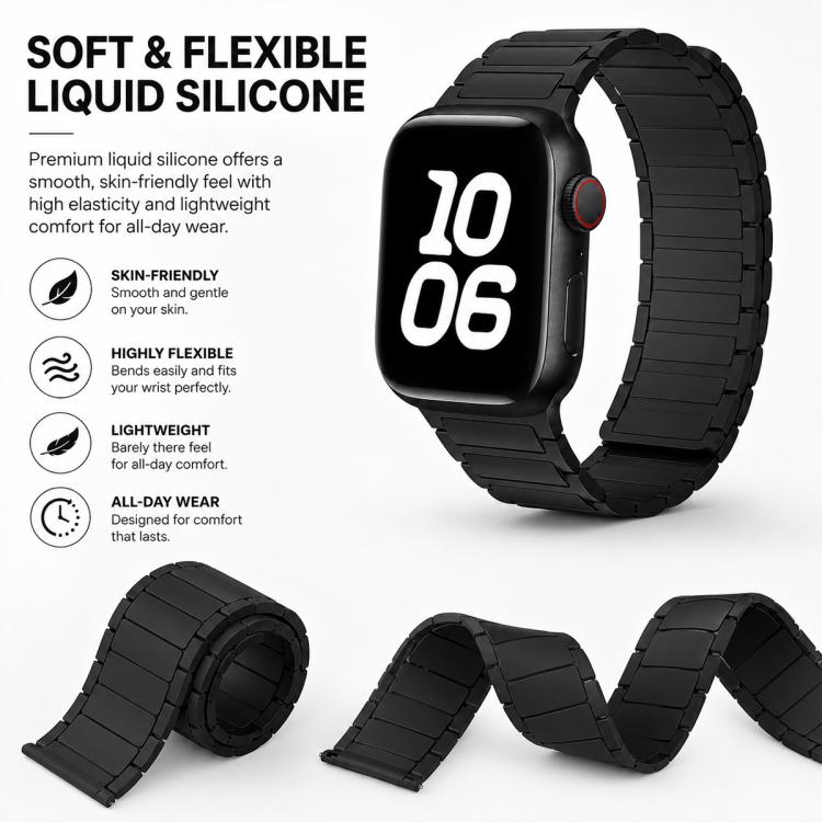 5 Pack xDfind I-shaped Magnetic Silicone Watch Band, For Apple Watch 42 / 44 / 45 / 46 / 49mm, For Apple Watch 38 / 40 / 41 / S11 42mm