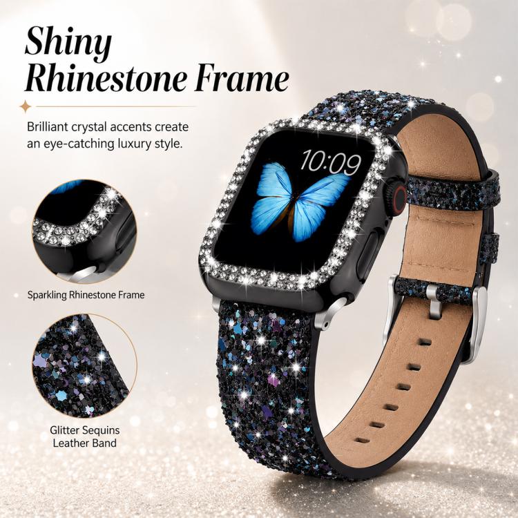 5 Pack xDfind Glitter Sequins Vegan Leather Watch Band, For Apple Watch 42 / 44 / 45 / 46 / 49mm, For Apple Watch 38 / 40 / 41 / S11 42mm