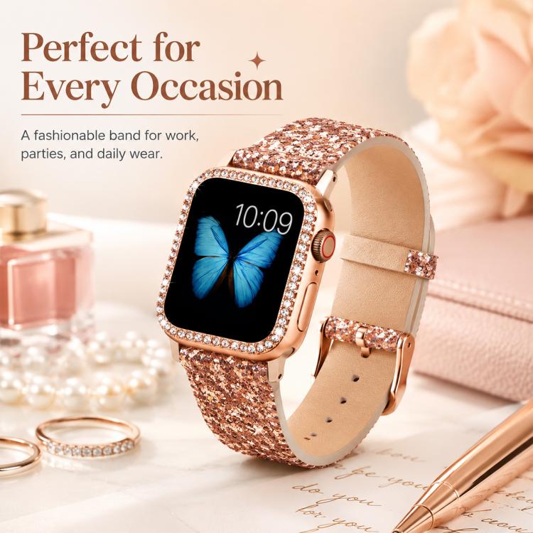 5 Pack xDfind Glitter Sequins Vegan Leather Watch Band, For Apple Watch 42 / 44 / 45 / 46 / 49mm, For Apple Watch 38 / 40 / 41 / S11 42mm
