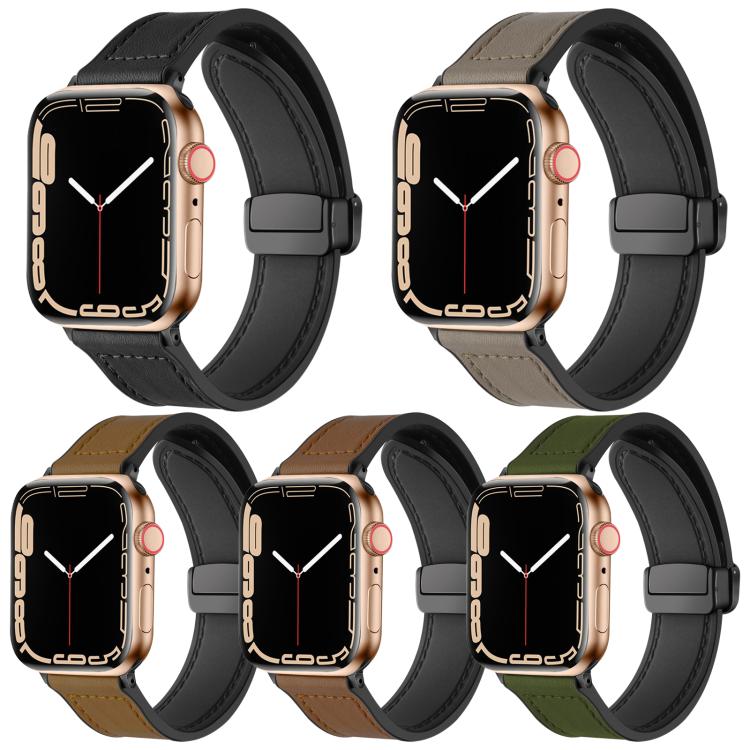 5 Pack xDfind Crazy Horse Pattern Silicone Skin Magnetic Buckle Watch Band, For Apple Watch 42 / 44 / 45 / 46 / 49mm, For Apple Watch 38 / 40 / 41 / S11 42mm
