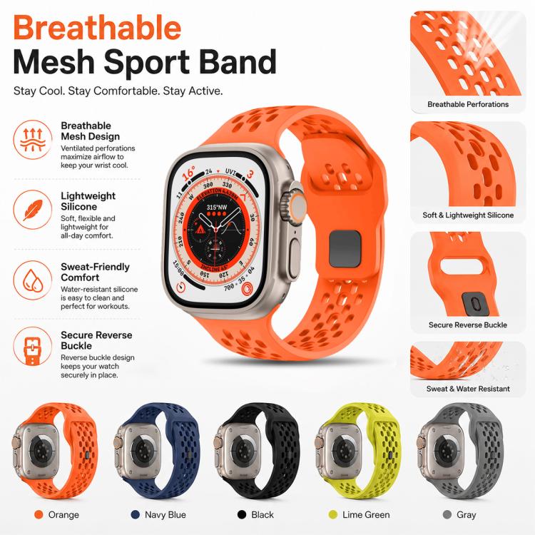 5 Pack xDfind Mesh Reverse Buckle Silicone Watch Band, For Apple Watch 42 / 44 / 45 / 46 / 49mm, For Apple Watch 38 / 40 / 41 / S11 42mm