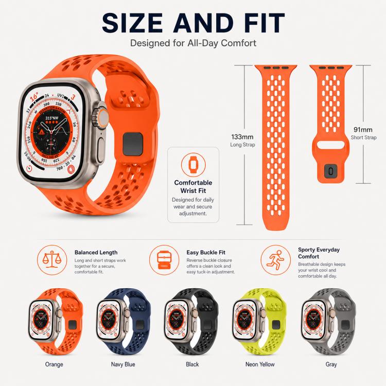 5 Pack xDfind Mesh Reverse Buckle Silicone Watch Band, For Apple Watch 42 / 44 / 45 / 46 / 49mm, For Apple Watch 38 / 40 / 41 / S11 42mm