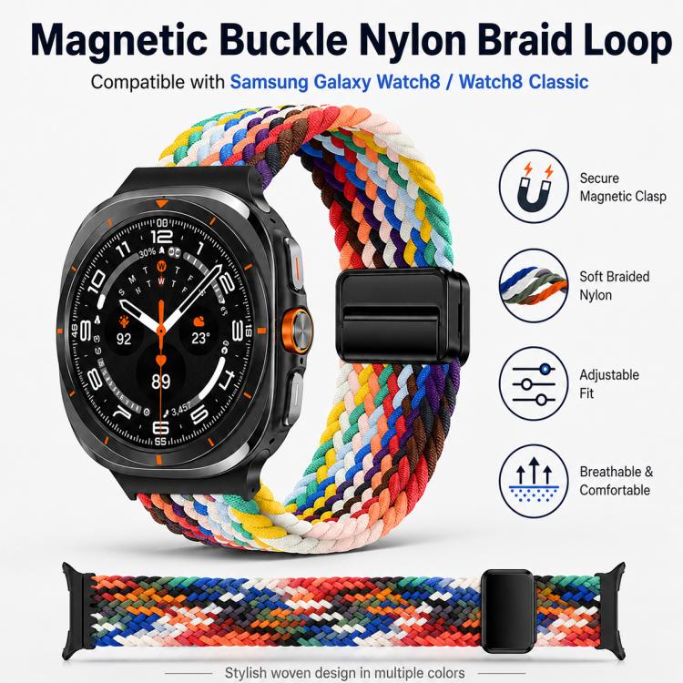 5 Pack xDfind Magnetic Buckle Nylon Braid Loop Watch Band, For Galaxy Watch8 / 8 Classic